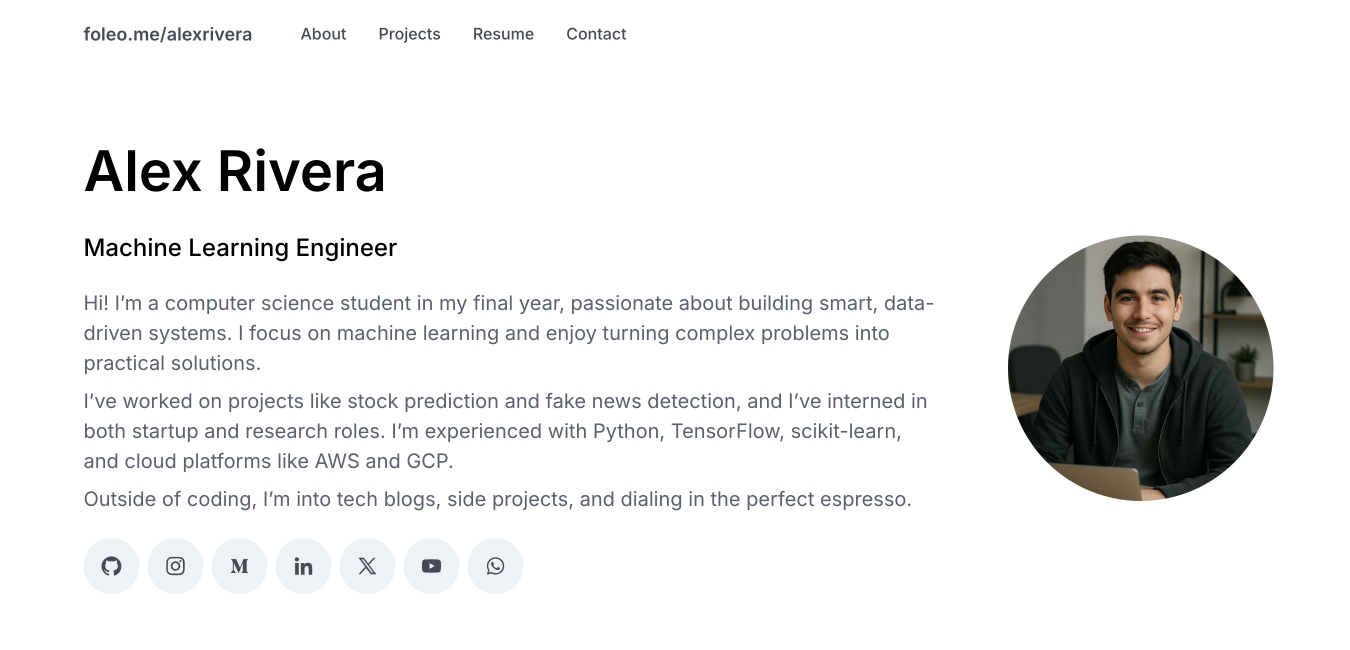 Profile page